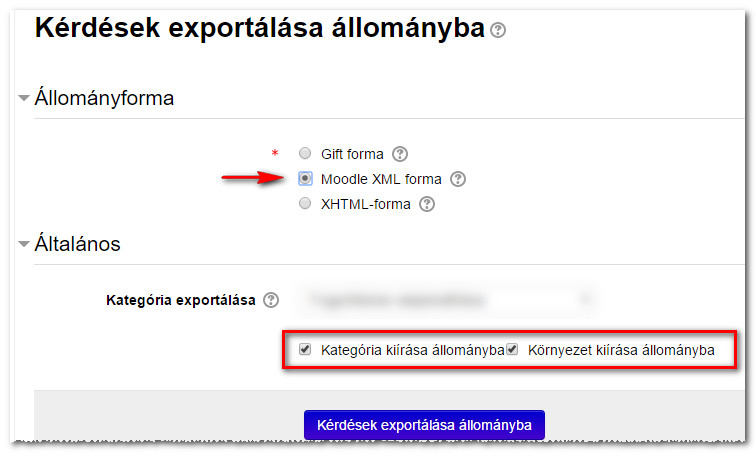 Export Moodle XML